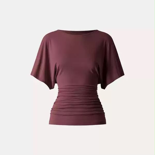 Everyday Ruched Boatneck Batwing Top HER SHAPEWEAR