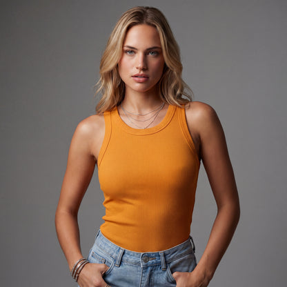 Built-in Bra Ribbed Round Neck Tank Top HER SHAPEWEAR