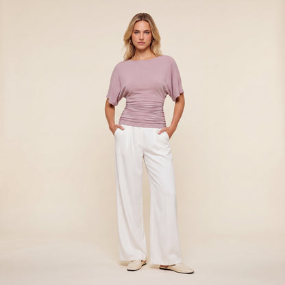 Everyday Ruched Boatneck Batwing Top HER SHAPEWEAR
