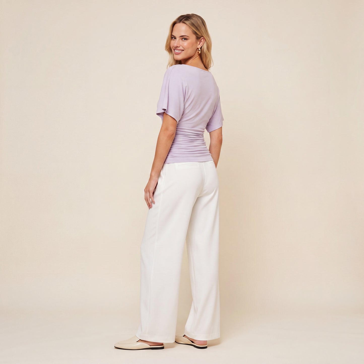 Everyday Ruched Boatneck Batwing Top HER SHAPEWEAR
