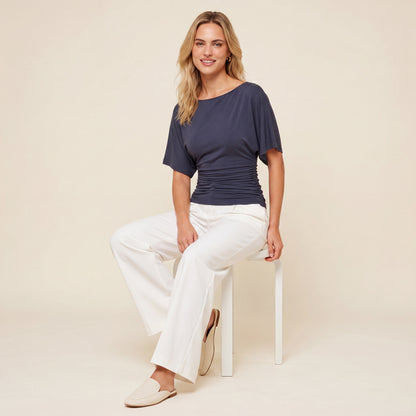 Everyday Ruched Boatneck Batwing Top HER SHAPEWEAR