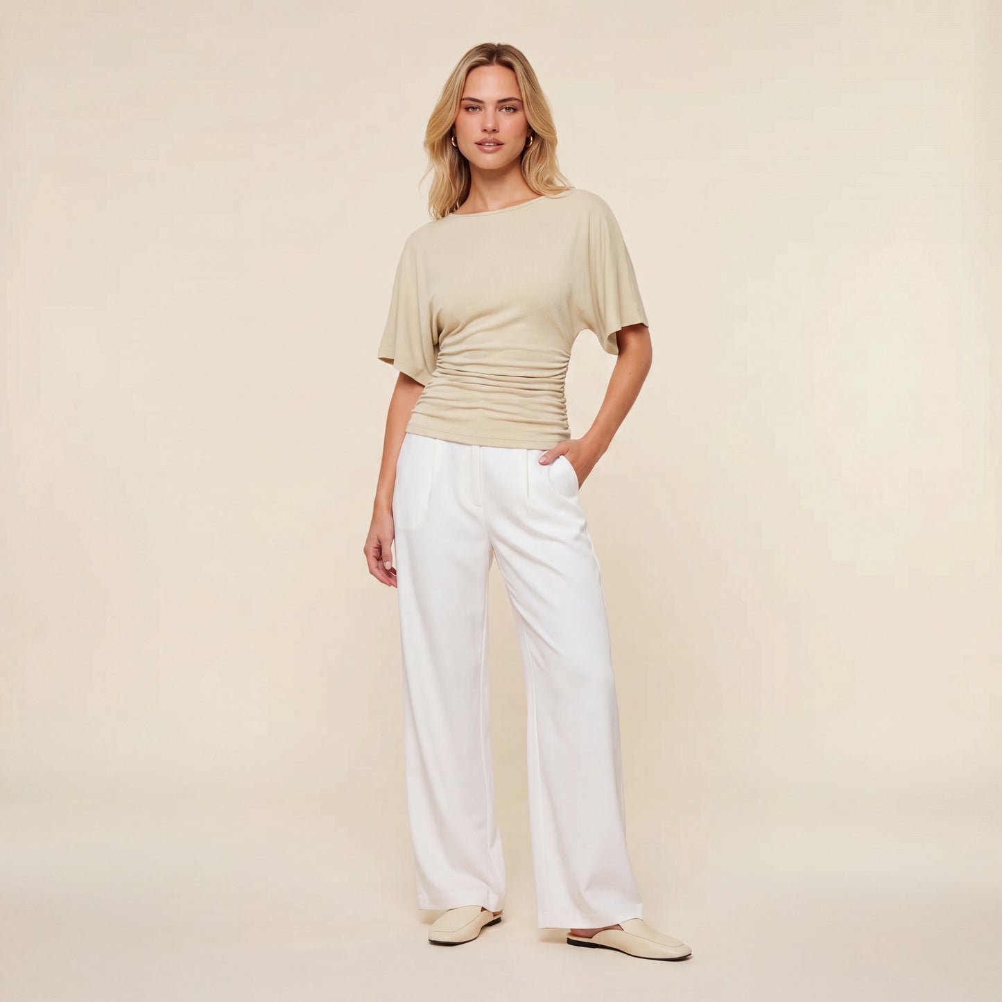 Everyday Ruched Boatneck Batwing Top HER SHAPEWEAR
