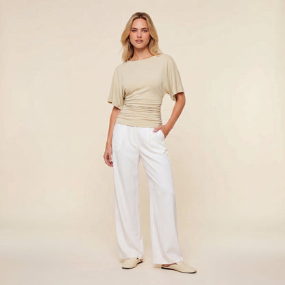 Everyday Ruched Boatneck Batwing Top HER SHAPEWEAR