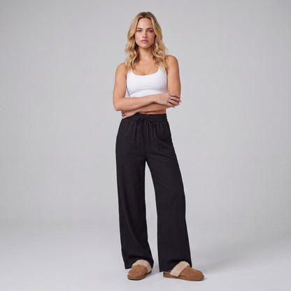 LinenBreeze Wide-Leg Drawstring Pants HER SHAPEWEAR