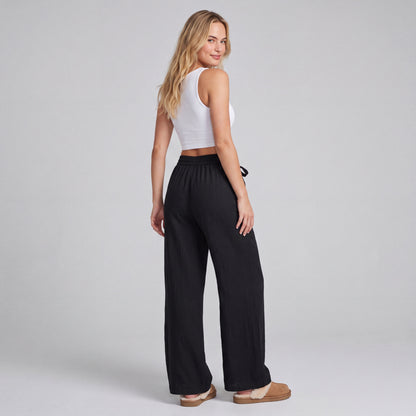 LinenBreeze Wide-Leg Drawstring Pants HER SHAPEWEAR