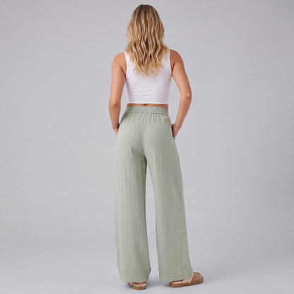 LinenBreeze Wide-Leg Drawstring Pants HER SHAPEWEAR