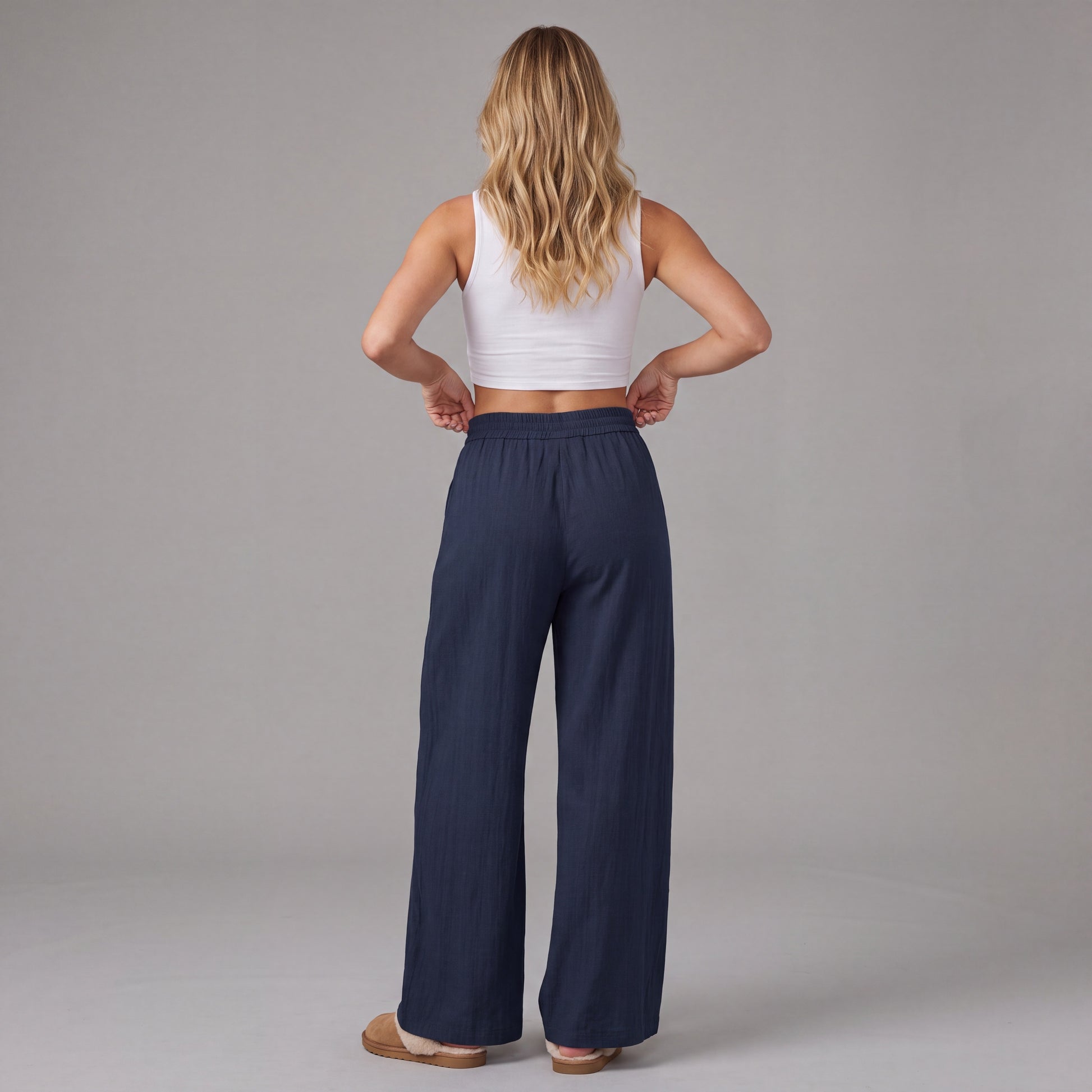 LinenBreeze Wide-Leg Drawstring Pants HER SHAPEWEAR