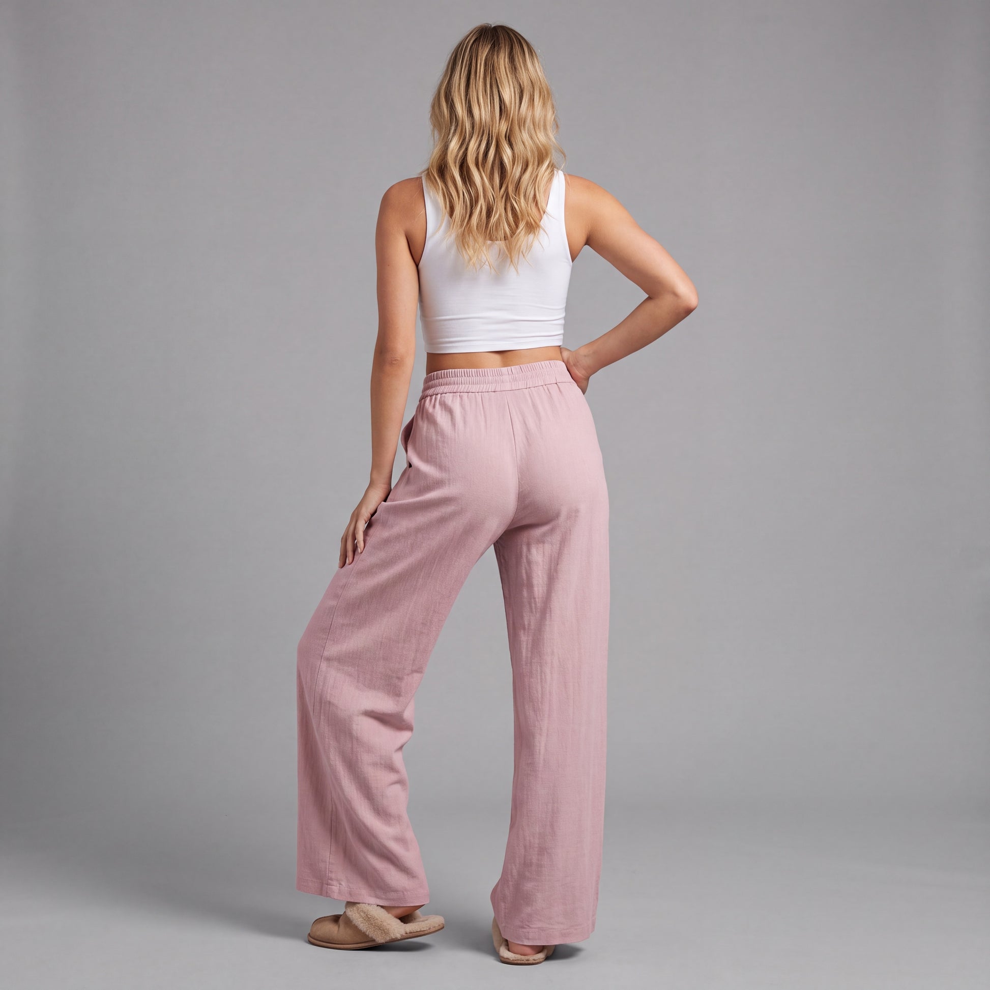 LinenBreeze Wide-Leg Drawstring Pants HER SHAPEWEAR