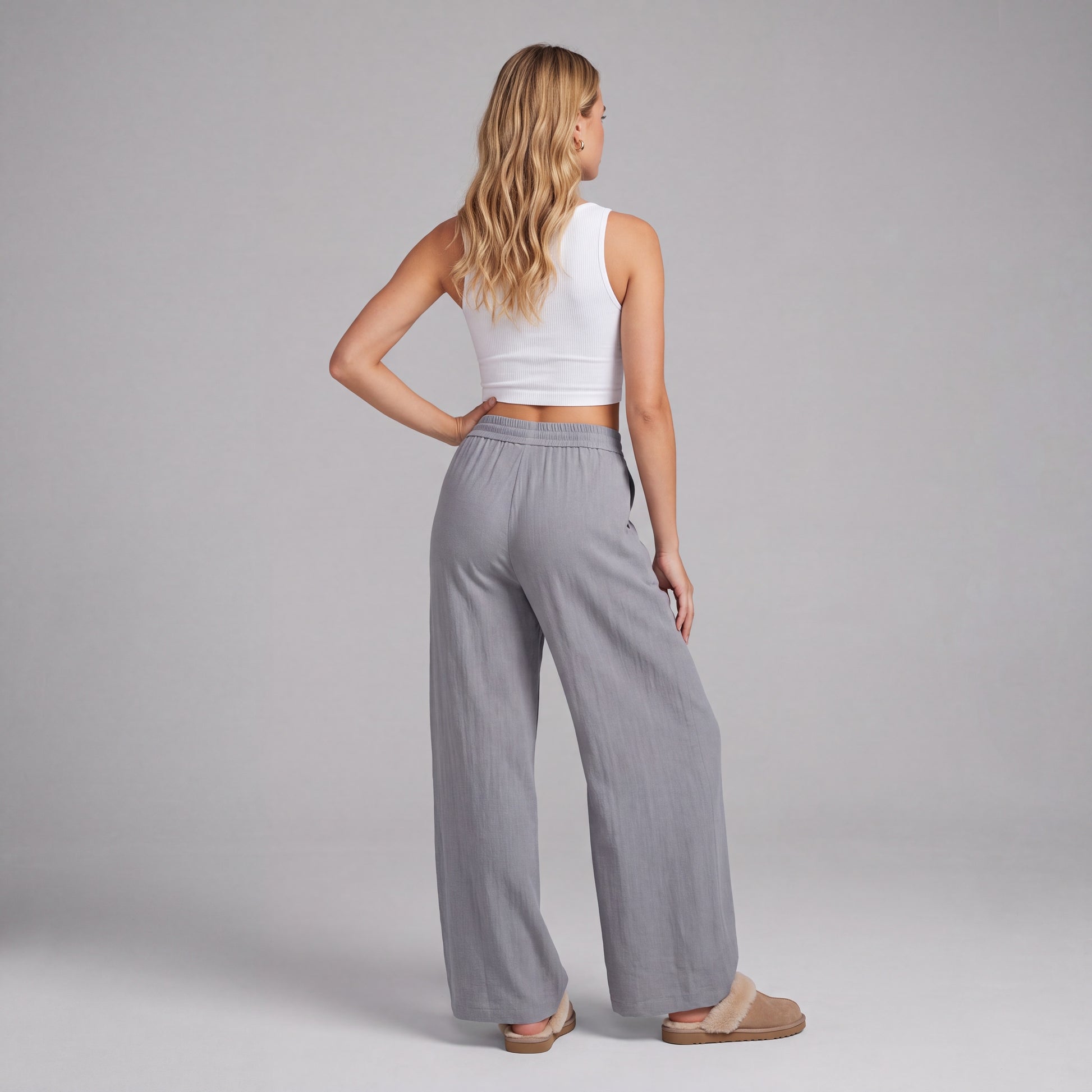 LinenBreeze Wide-Leg Drawstring Pants HER SHAPEWEAR