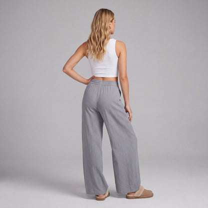 LinenBreeze Wide-Leg Drawstring Pants HER SHAPEWEAR