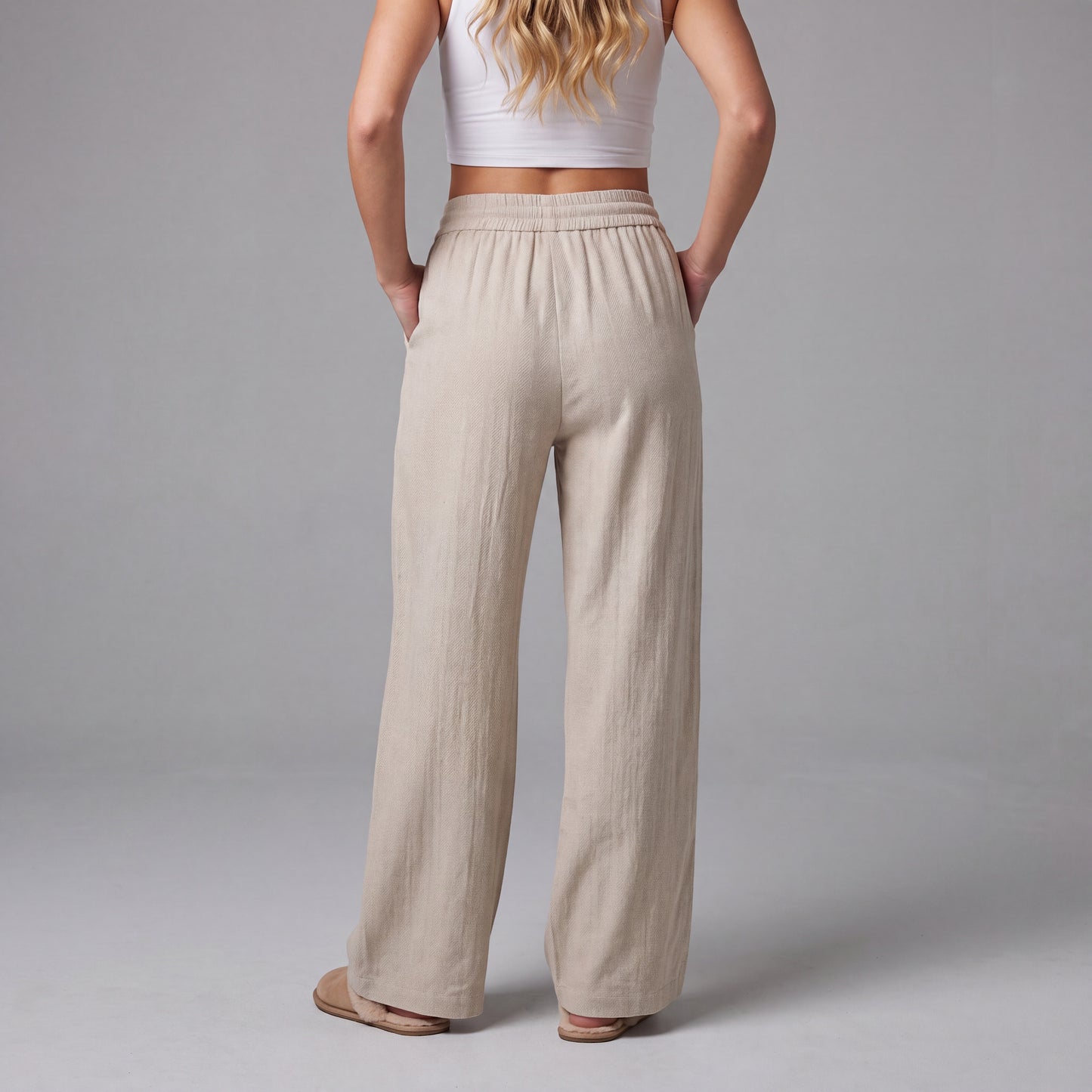LinenBreeze Wide-Leg Drawstring Pants HER SHAPEWEAR