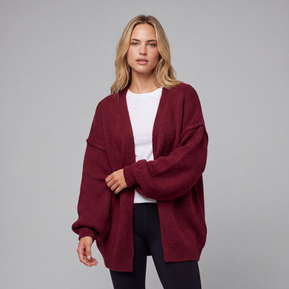 Oversized Lantern Sleeve Open Front Cardigan HER SHAPEWEAR