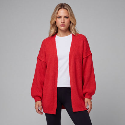 Oversized Lantern Sleeve Open Front Cardigan HER SHAPEWEAR