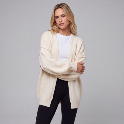 Oversized Lantern Sleeve Open Front Cardigan HER SHAPEWEAR
