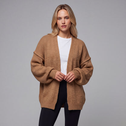 Oversized Lantern Sleeve Open Front Cardigan HER SHAPEWEAR