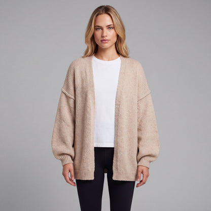 Oversized Lantern Sleeve Open Front Cardigan HER SHAPEWEAR
