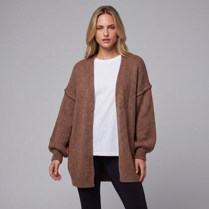 Oversized Lantern Sleeve Open Front Cardigan HER SHAPEWEAR