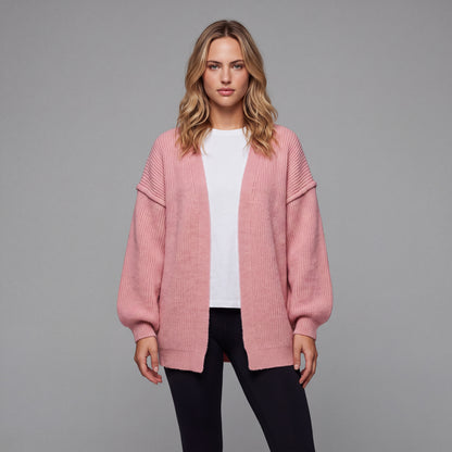 Oversized Lantern Sleeve Open Front Cardigan HER SHAPEWEAR