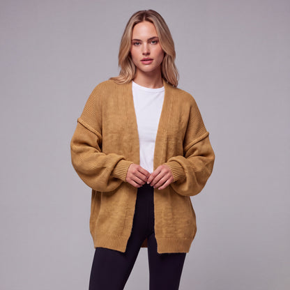 Oversized Lantern Sleeve Open Front Cardigan HER SHAPEWEAR